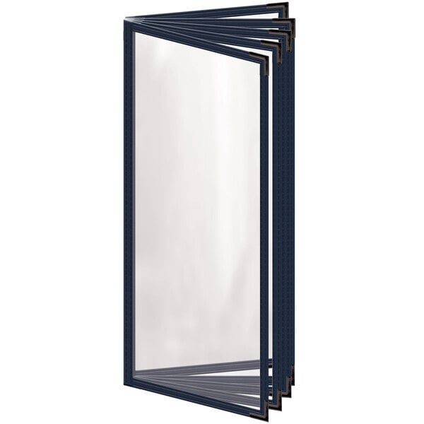 A blue H. Risch, Inc. menu cover with black corners and a gloss finish with 10 clear views.
