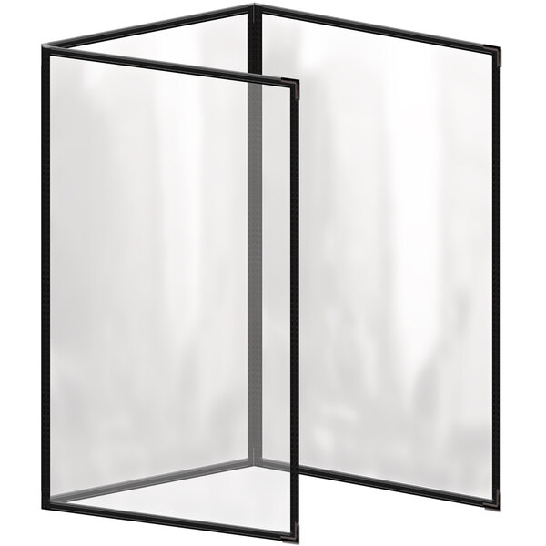A black vinyl menu cover with black smooth corners and a gloss finish.