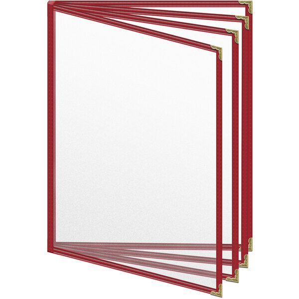 A red H. Risch, Inc. menu cover with gold corners and a white rectangular frame.