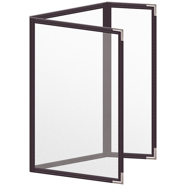 A brown H. Risch menu cover with silver corners on a white background.