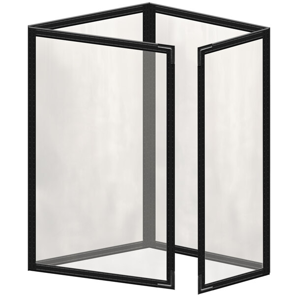 A vinyl menu cover with a black border and corners over a white background.