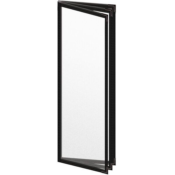 A black rectangular object with a white background and a black rectangular window frame.