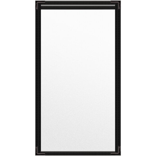 A white rectangular object with black stitching.