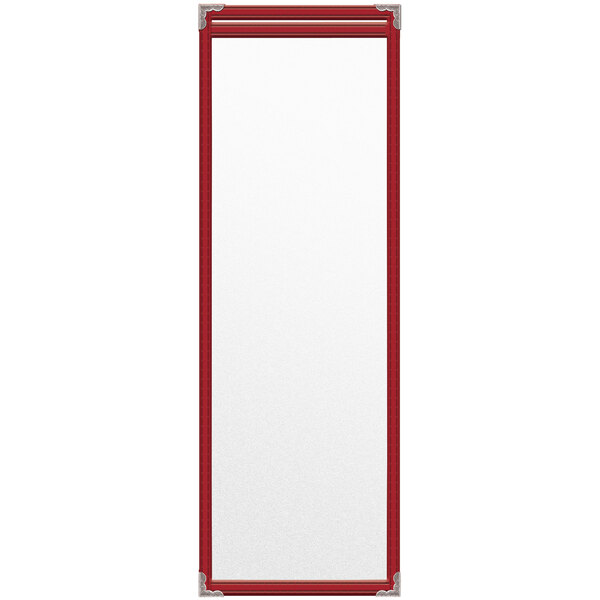 A white rectangular object with a red border.