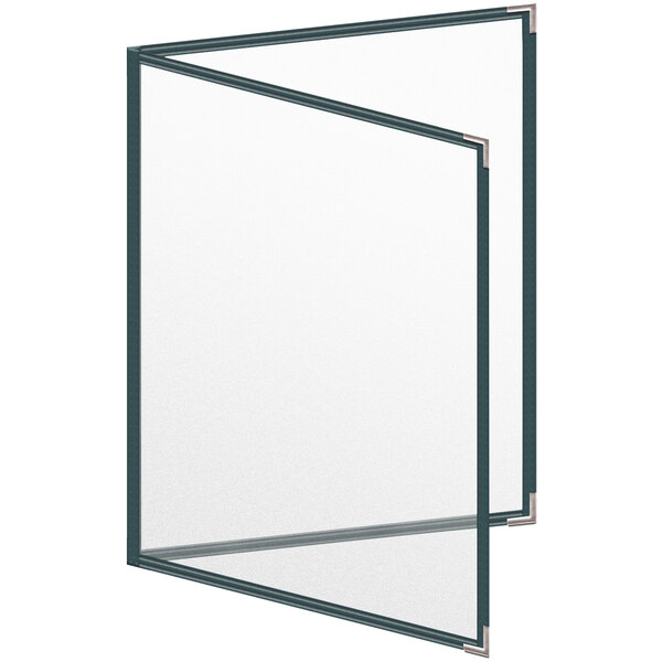 A H. Risch, Inc. green menu cover with silver smooth corners on a white board.