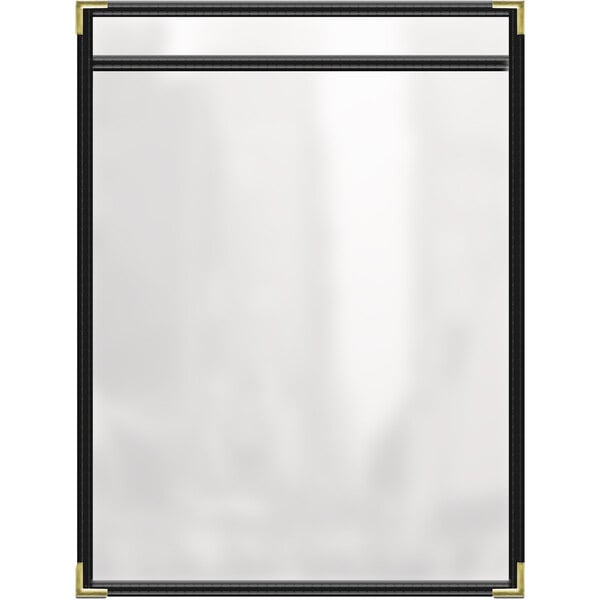 A white rectangular object with a black frame containing a menu