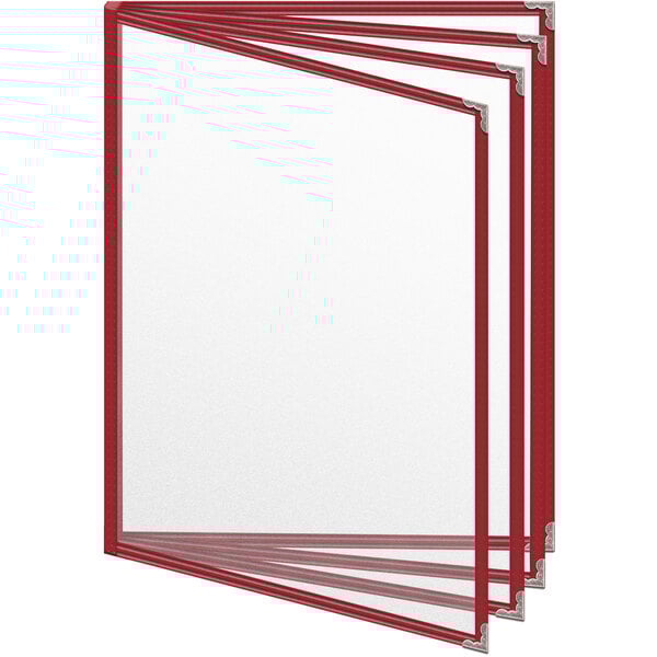 A red H. Risch, Inc. menu cover with a white and red rectangular frame and silver decorative corners.