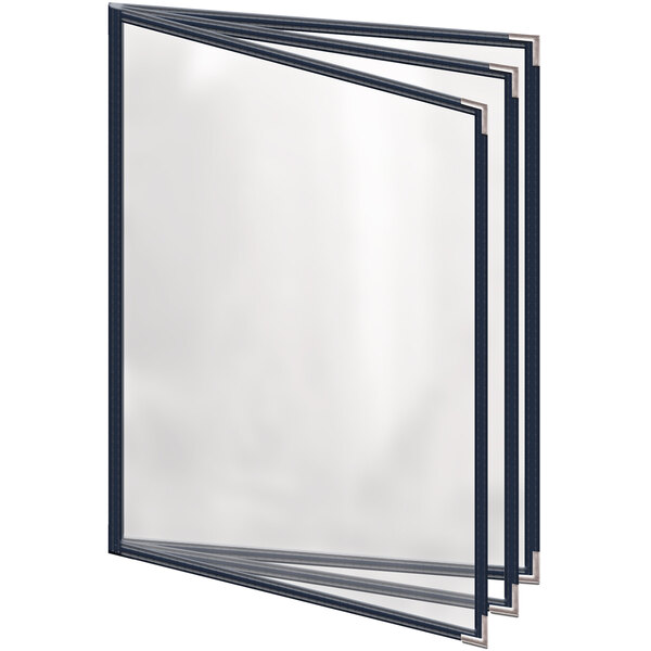 A stack of blue H. Risch, Inc. menu covers with smooth corners and a gloss finish.
