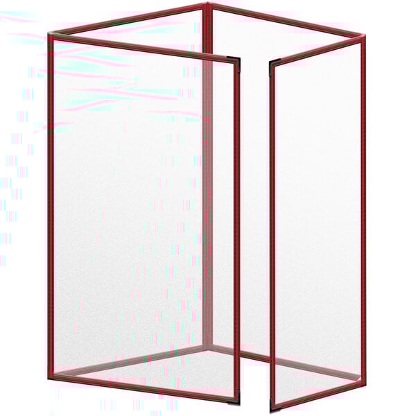 A red rectangular vinyl menu cover with black smooth corners.