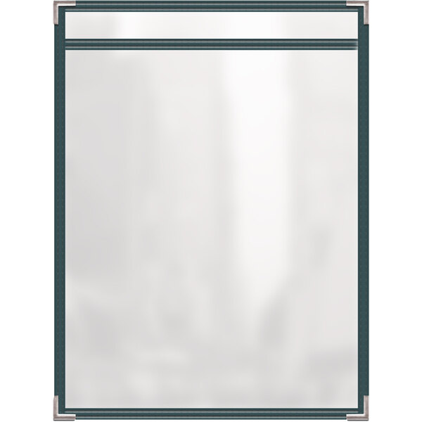 A white paper with a green border.