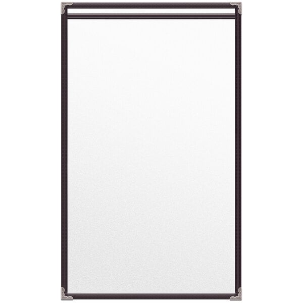 A white board with black corners.