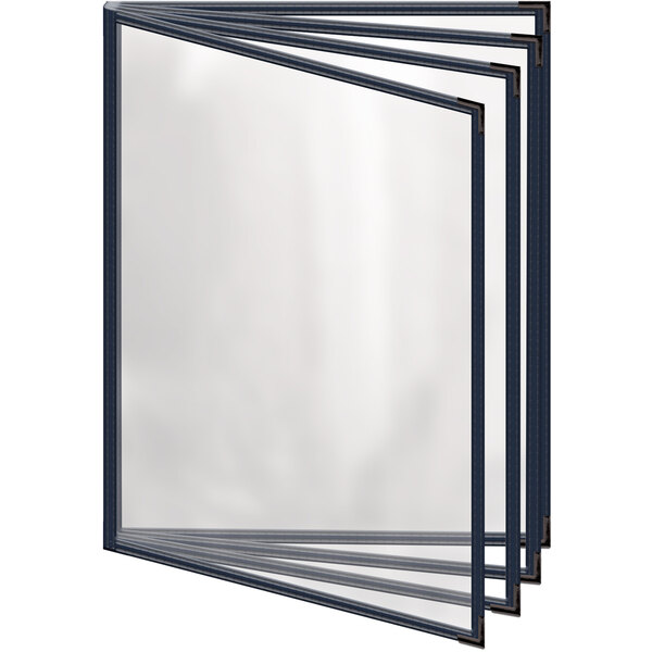A stack of H. Risch, Inc. TEDD menu covers with a clear cover.