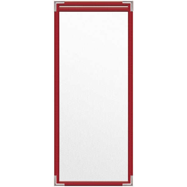 A white rectangular object with red frames.