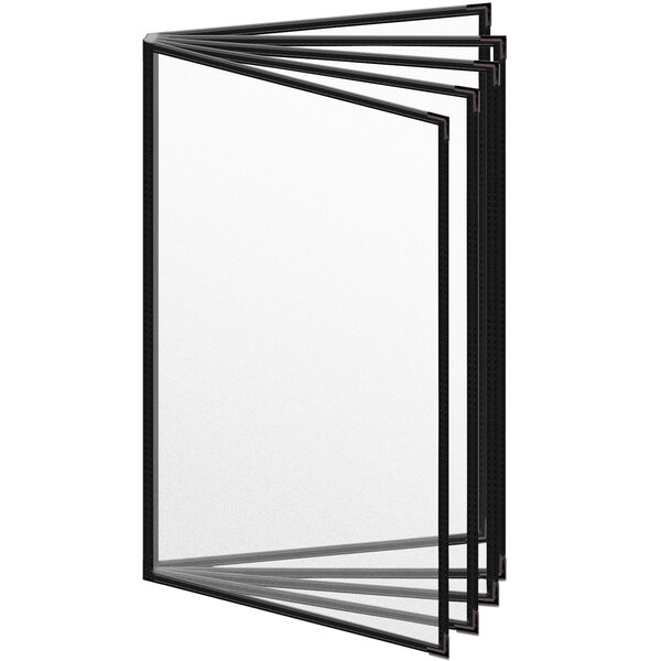 A white board with black edges inside a black H. Risch, Inc. menu cover.