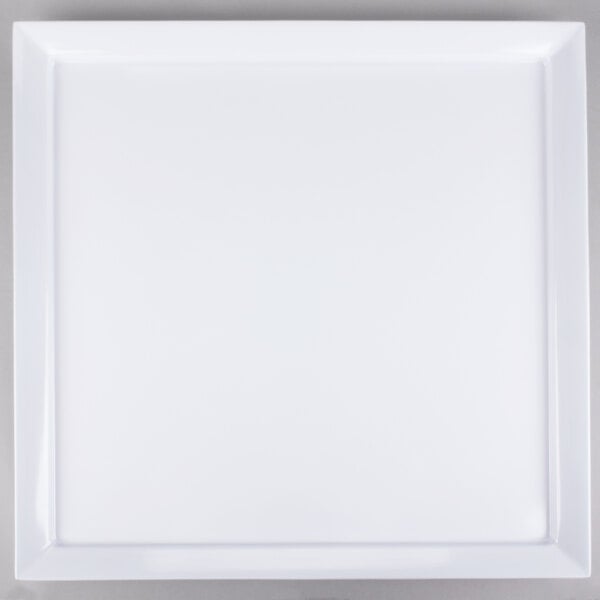 A white square GET Melamine display platter.