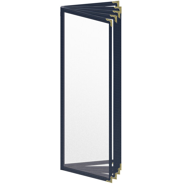 A white rectangular object with black and gold accents.