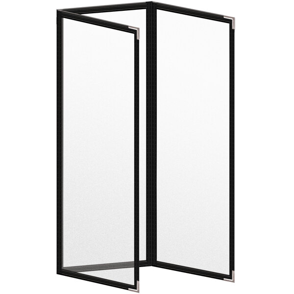 A black rectangular H. Risch, Inc. menu cover with silver corners on a white background.