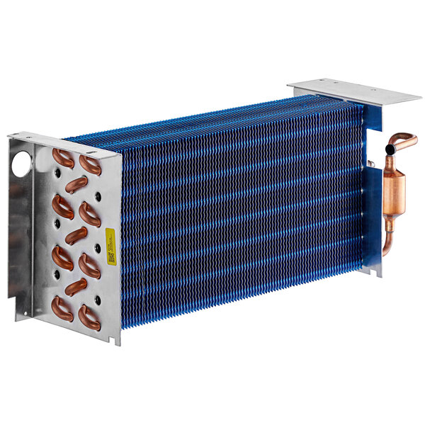 An Avantco evaporator coil with blue and silver copper pipes.