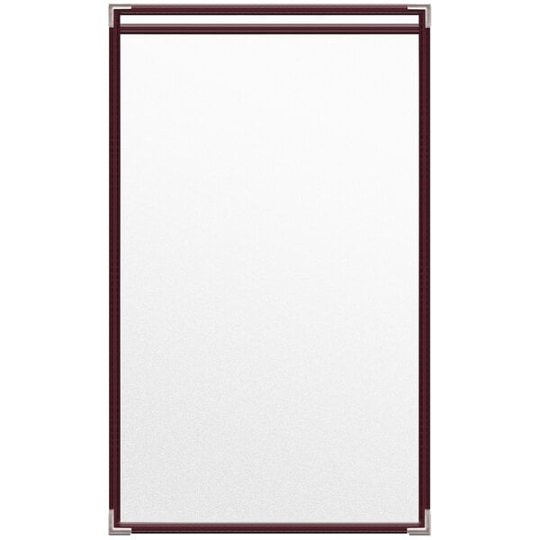 A white paper with a maroon border.