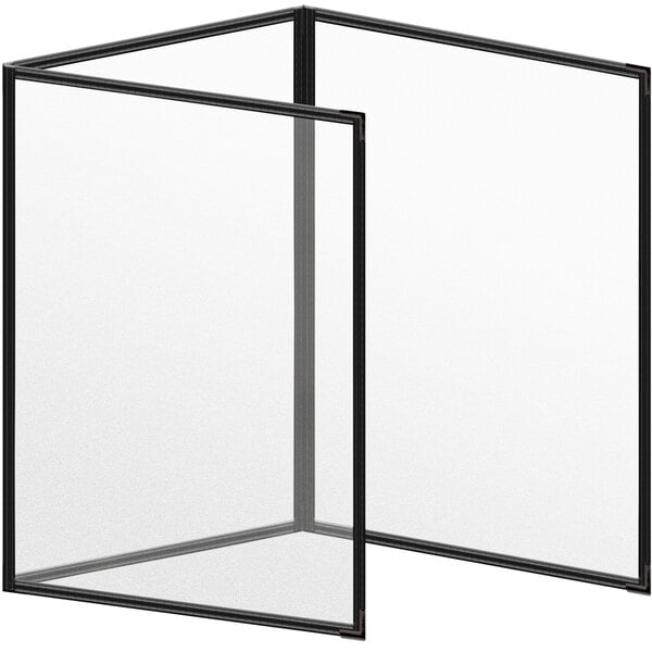 A white screen with a black border displaying a black rectangular menu cover with black smooth corners.