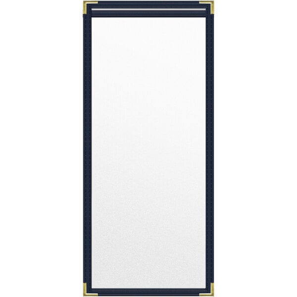 A white rectangular object with gold trim.