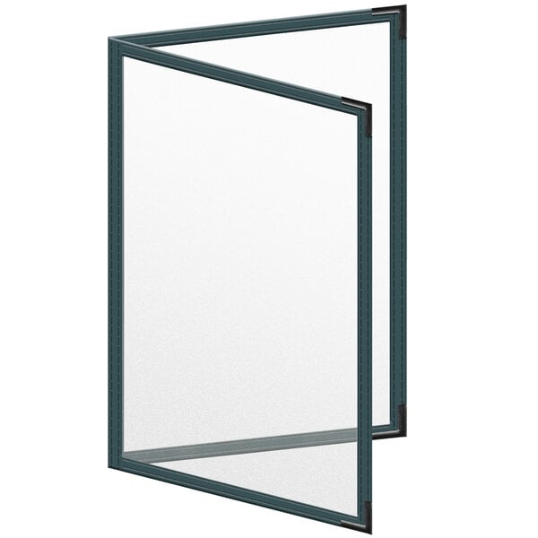 A white door with a blue frame.