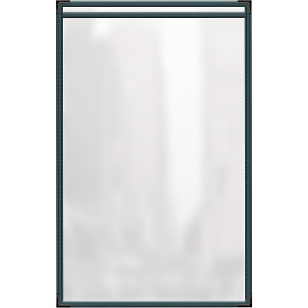 A green vinyl menu cover with black smooth corners and a gloss finish.
