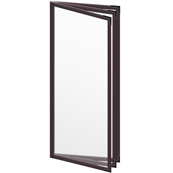 A white rectangular H. Risch, Inc. menu cover with black corners and a matte finish.