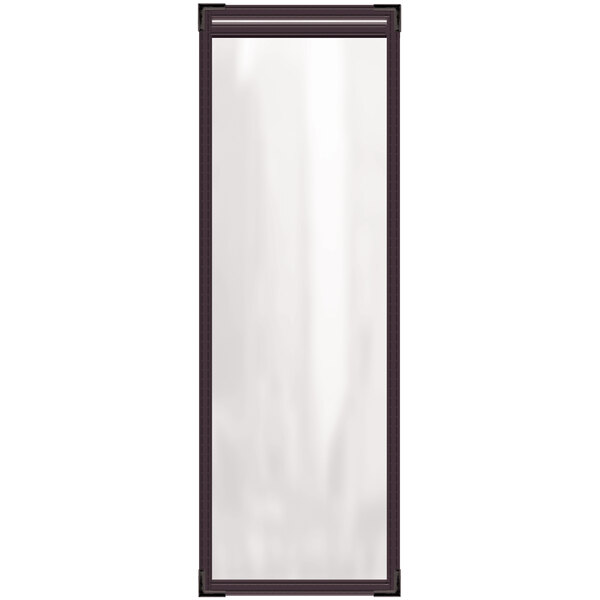 A white rectangular menu cover with black smooth corners and lines.