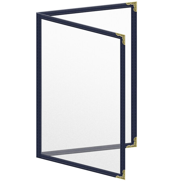 A H. Risch, Inc. blue menu cover with gold corners and a matte finish.