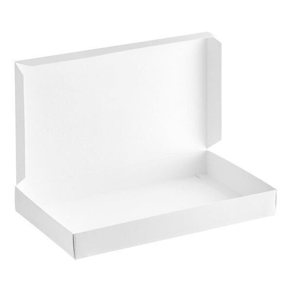 A white candy box with an open lid.