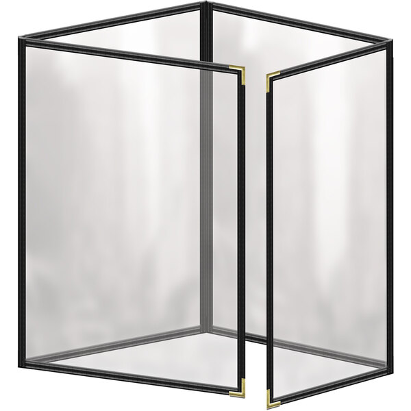 A black rectangular H. Risch, Inc. menu cover with gold corners and a gloss finish.