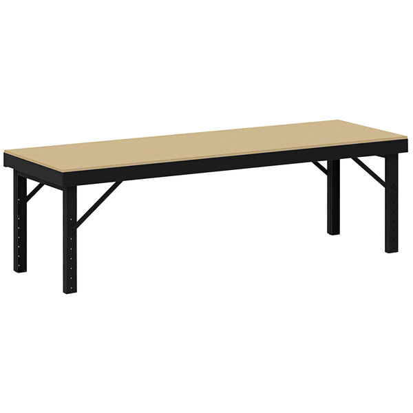 A Valley Craft adjustable height work bench with a white wood top on black legs.