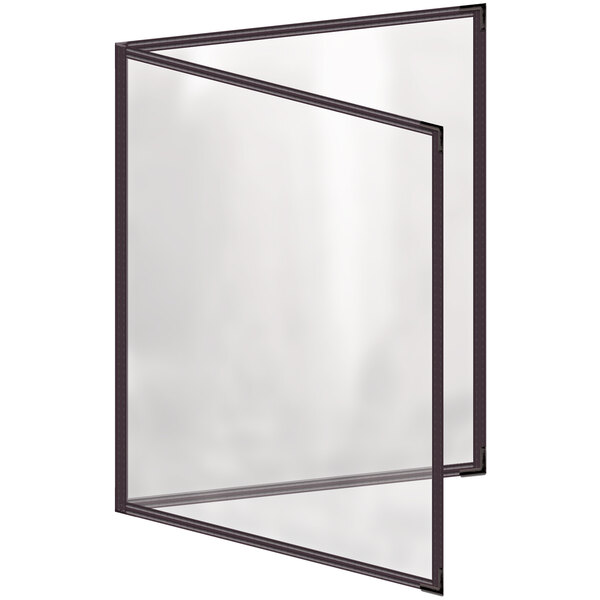 A menu cover with a black border and smooth corners on a white background.