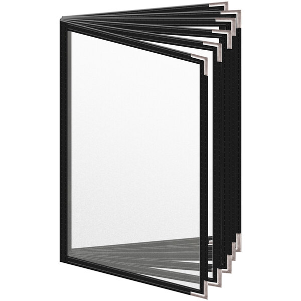 A H. Risch, Inc. black vinyl menu cover with white paper inside.