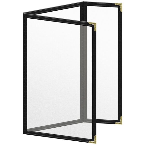 A black H. Risch menu cover with gold decorative corners.
