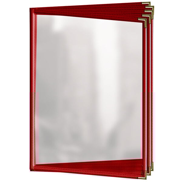 A red rectangular H. Risch, Inc. menu cover with gold corners.