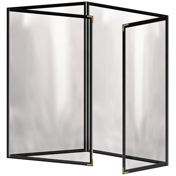 A black vinyl menu cover with black smooth corners and a matte finish.