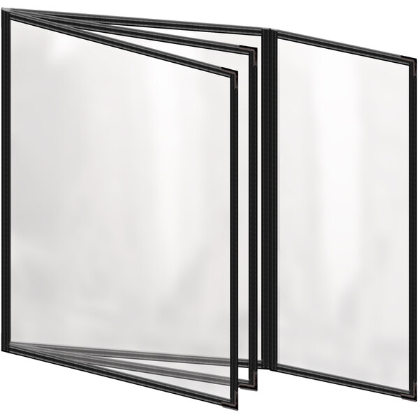 A black menu cover with a white border and black corners.
