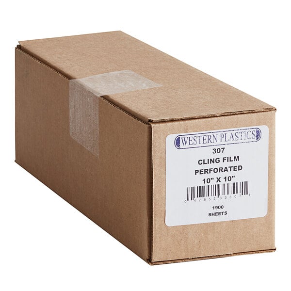 A brown Western Plastics box with a white label.