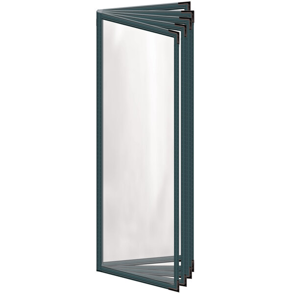 A green H. Risch, Inc. menu cover with black smooth corners and a glossy finish with 10 clear views.