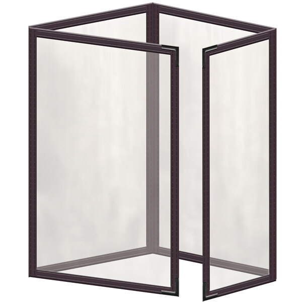 A white rectangular menu cover with a black border.