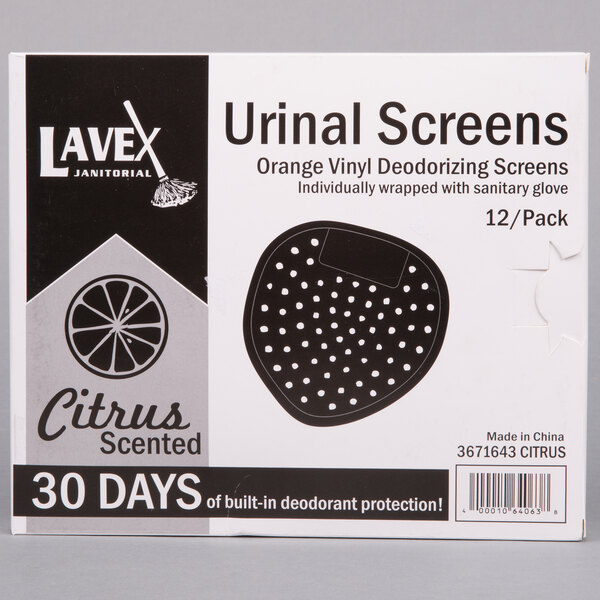 Lavex Janitorial Citrus Scent Deodorized Urinal Screen 12 Pack