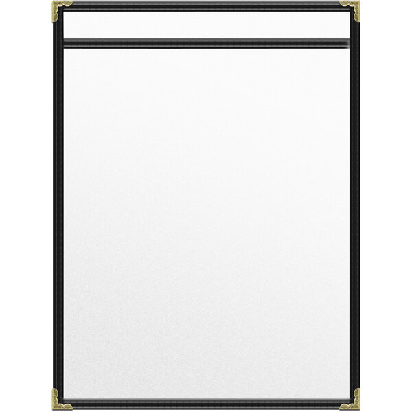 A white rectangular object with black corners and a black border.