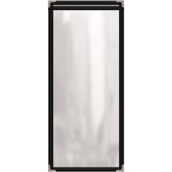 A black rectangular H. Risch, Inc. TES Deluxe vinyl menu cover with silver decorative corners.