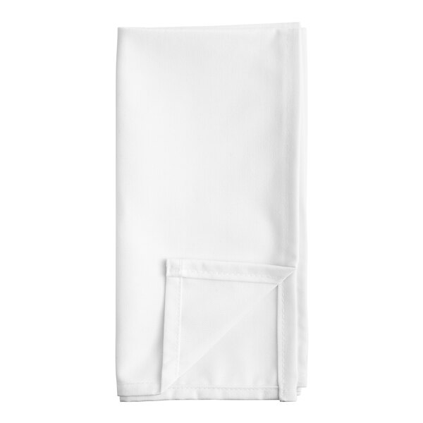A white 20" x 20" Intedge polycotton blend cloth napkin folded square.
