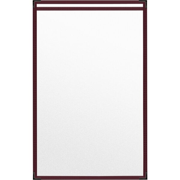 A white paper with a maroon border.