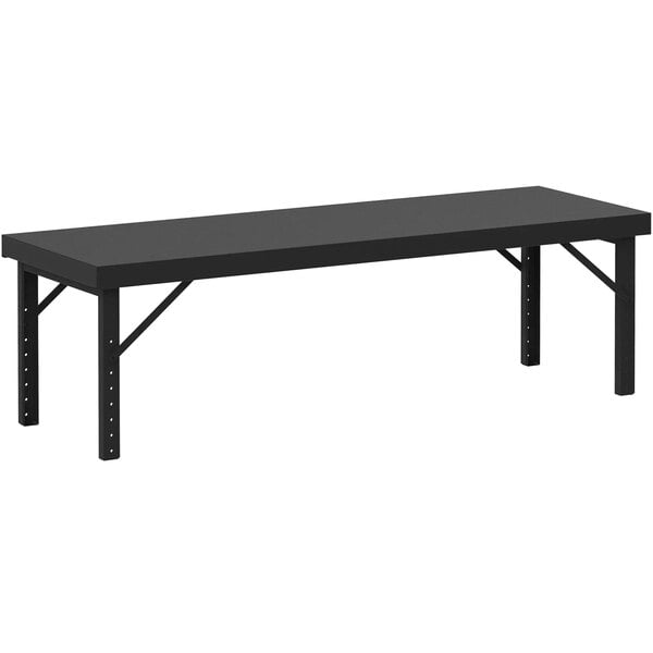 A black rectangular Valley Craft work bench with metal legs.