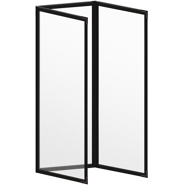 A black rectangular object with white stitching and corners over a white background.