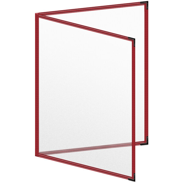 A white board with a red and white border and a red and white frame.